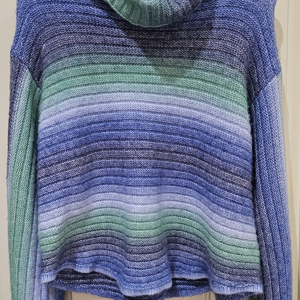 Striped Blue and Green Women's Sweater